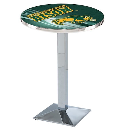 Holland Bar Stool Co 36" Chrome North Dakota State Pub Table, 28" dia. Top L217C3628NDakSt-G-D2